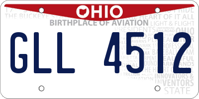 OH license plate GLL4512