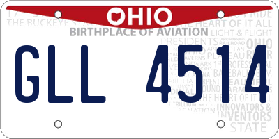 OH license plate GLL4514