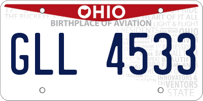 OH license plate GLL4533