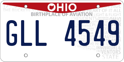 OH license plate GLL4549