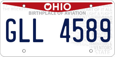OH license plate GLL4589