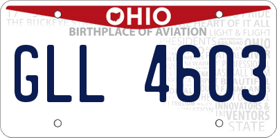 OH license plate GLL4603