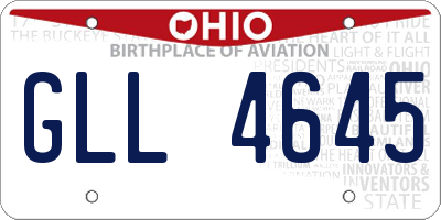 OH license plate GLL4645
