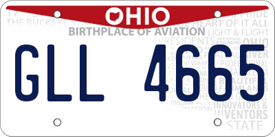 OH license plate GLL4665