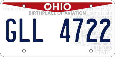 OH license plate GLL4722