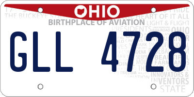 OH license plate GLL4728