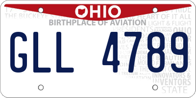 OH license plate GLL4789