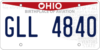 OH license plate GLL4840