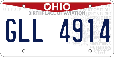 OH license plate GLL4914