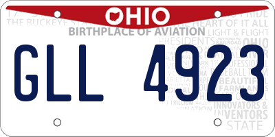 OH license plate GLL4923