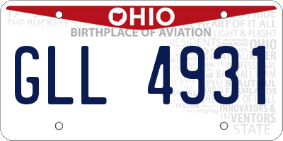 OH license plate GLL4931