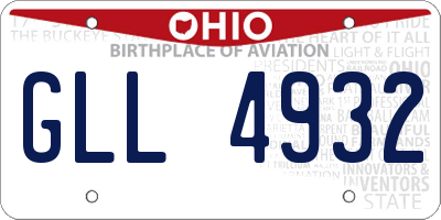 OH license plate GLL4932