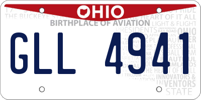 OH license plate GLL4941