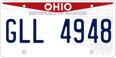 OH license plate GLL4948