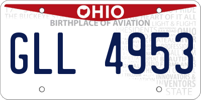 OH license plate GLL4953