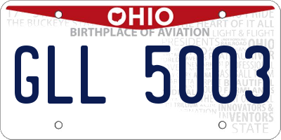 OH license plate GLL5003