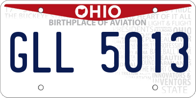 OH license plate GLL5013