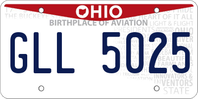 OH license plate GLL5025
