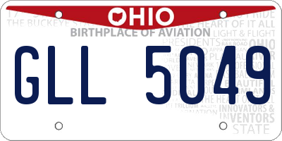 OH license plate GLL5049
