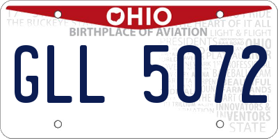 OH license plate GLL5072