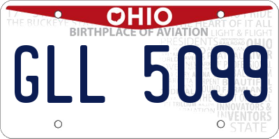 OH license plate GLL5099