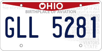 OH license plate GLL5281