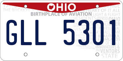 OH license plate GLL5301