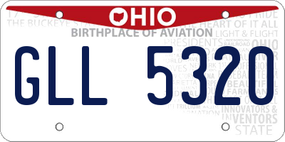 OH license plate GLL5320