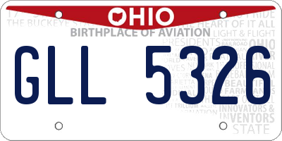 OH license plate GLL5326
