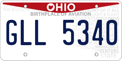 OH license plate GLL5340