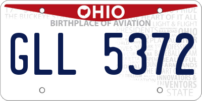 OH license plate GLL5372
