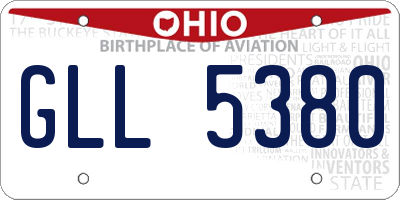 OH license plate GLL5380
