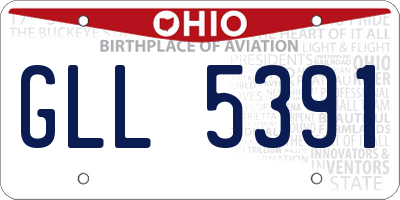 OH license plate GLL5391