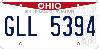OH license plate GLL5394