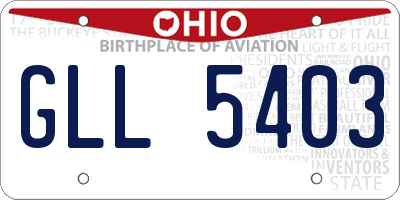 OH license plate GLL5403