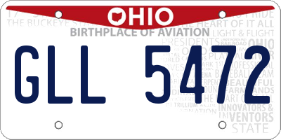 OH license plate GLL5472