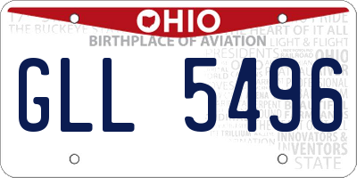 OH license plate GLL5496