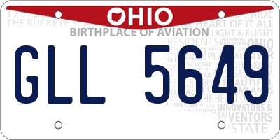 OH license plate GLL5649