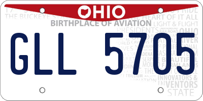 OH license plate GLL5705