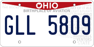OH license plate GLL5809