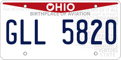 OH license plate GLL5820