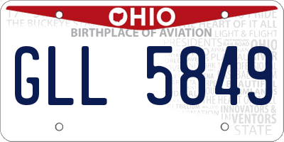 OH license plate GLL5849