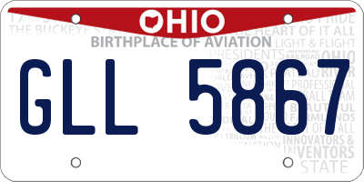 OH license plate GLL5867