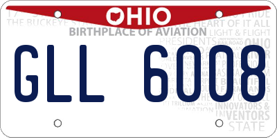 OH license plate GLL6008