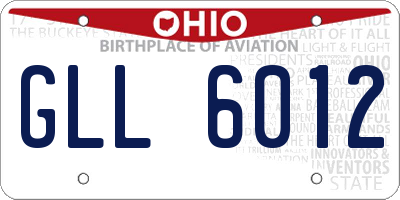 OH license plate GLL6012