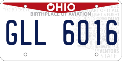 OH license plate GLL6016