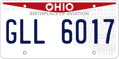 OH license plate GLL6017