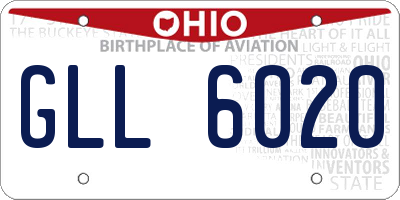 OH license plate GLL6020
