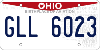 OH license plate GLL6023