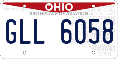 OH license plate GLL6058